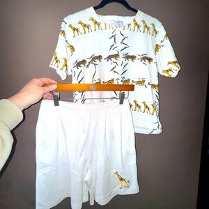 Summer at the Zoo Vintage 80s 90s EUC Matching Shorts Set